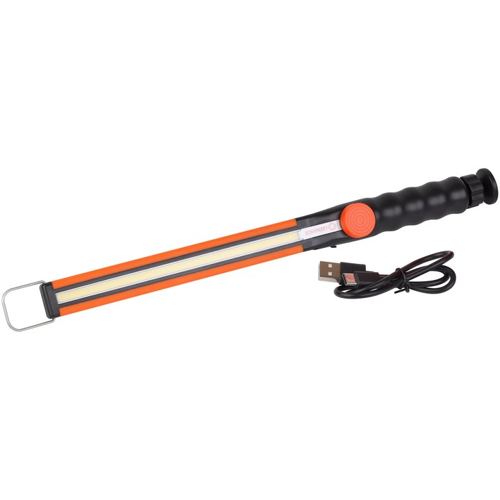 Мултифункционален фенер LED LEDVANCE, 5W COB, 400 лумена, Димируем, Включена батерия 1800 mAh, Кука, Магнит, USB-C, IP22, Включен USP кабел за зареждане, Оранжев/Черен