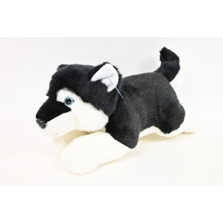 Плюшена играчка, куче хъски, 34 см, черна/бяла