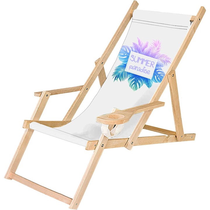 Fa kerti nyugágy, összecsukható szék italtartóval, Summer Paradise