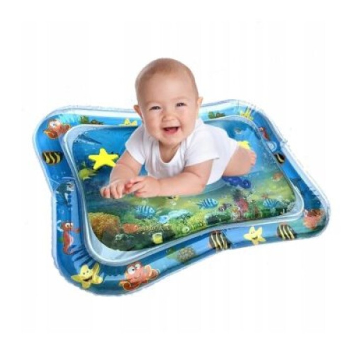 Saltea cu apa pentru bebelusi, tematica oceanica, fara BPA, 69 cm x 50 cm, multicolor, HAPPY JOKER®