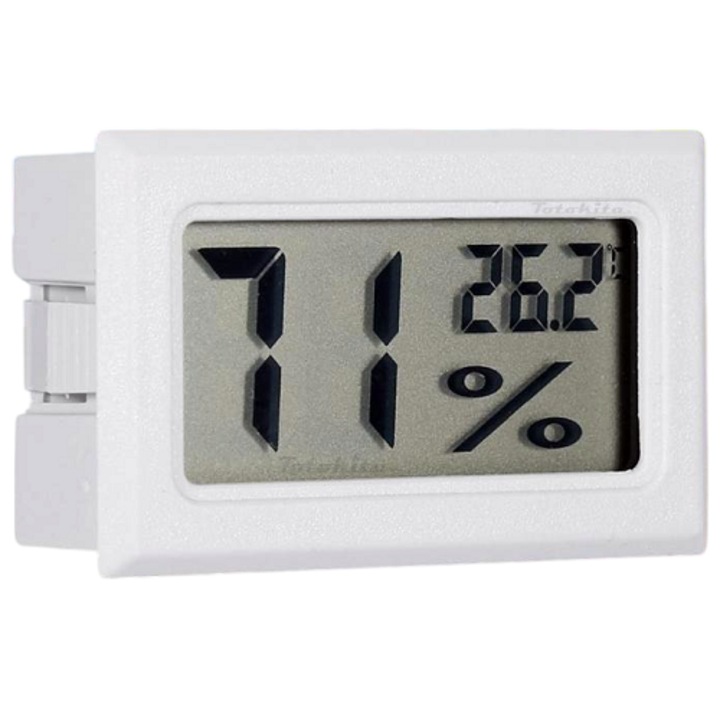 LCD Цифров термометър, Хигрометър, Влажност, Вътрешен-Външен, Дом, Офис, Оранжерия, Totokita®