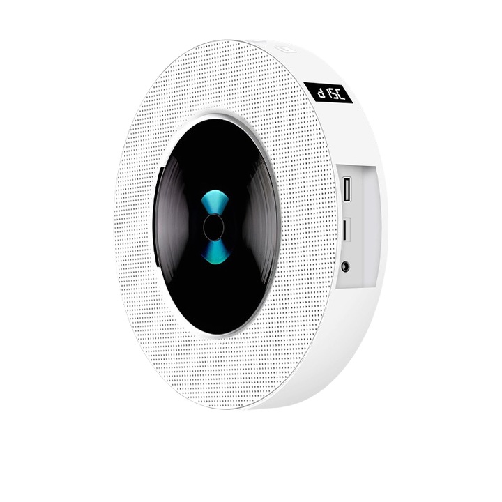 CD плейър, Bluetooth 5.0, LED дисплей, FM радио, USB/TF/AUX, Многоъглова настройка, Преносим, Бял