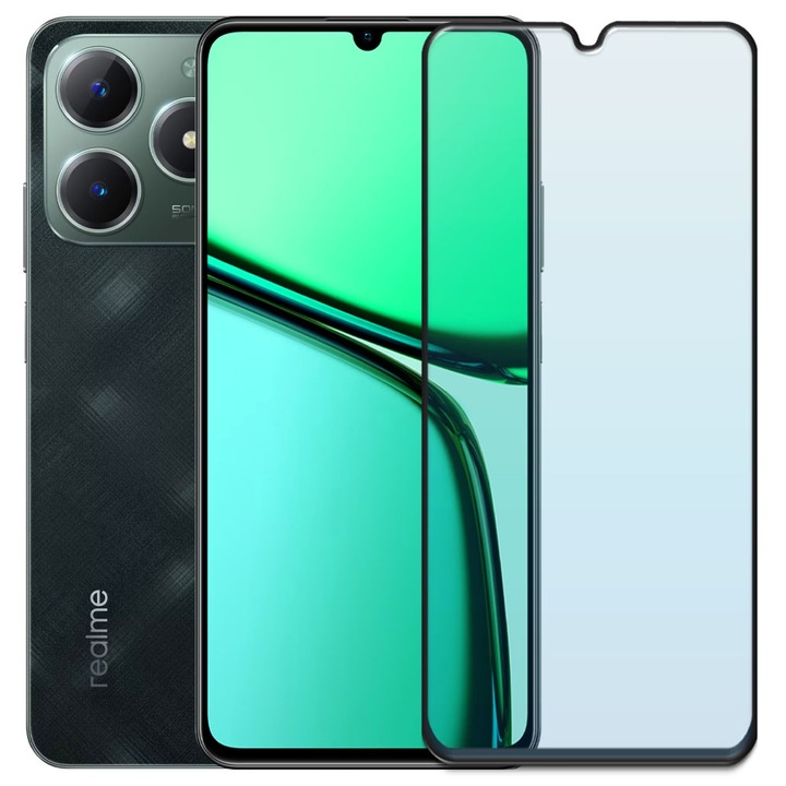 Folie din sticla securizata pentru Realme C61, HAMSTERBOX Glass Shield, Protectie completa ecran, Full face, Aplicare rapida, Case Friendly, Transparenta
