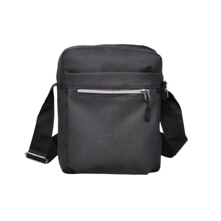 Férfi táska 01603, 19/24/7 cm, Textil, Fekete