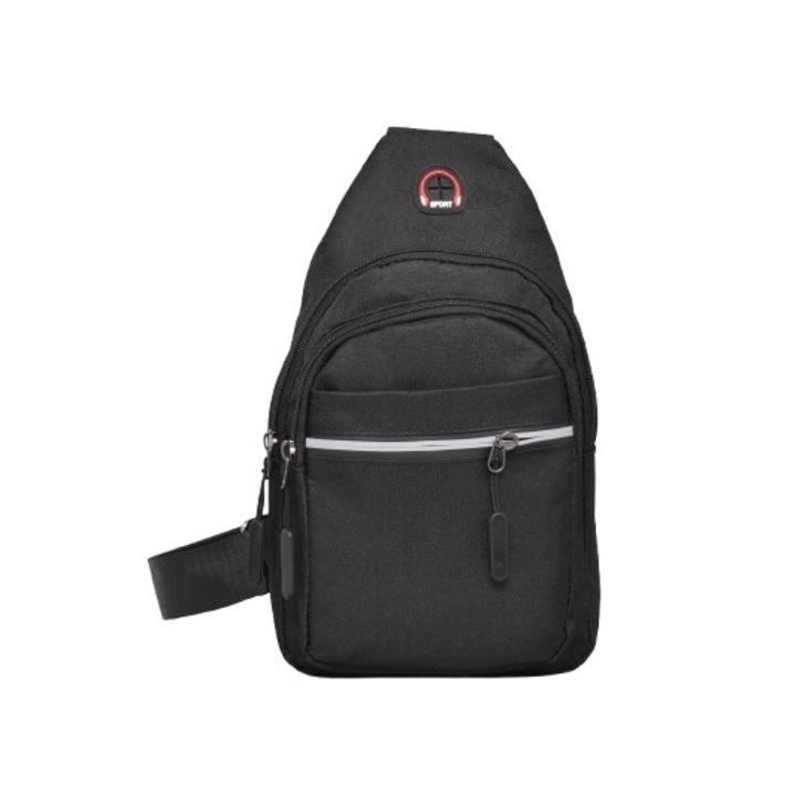 Férfi táska 3221, Textil, 17/30/6 cm, Fekete