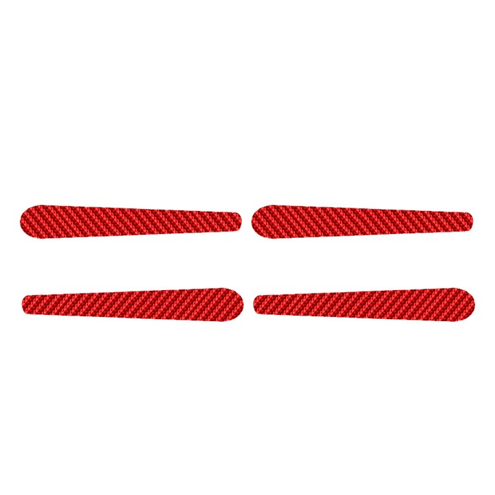 Set autocolante protectie manere usi auto, carbon fiber, rosu, 4 bucati