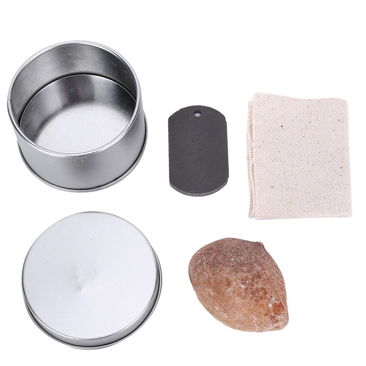 Set mini pornire foc Fire Striker Flint Carbon Cloth Kit accesorii de supravietuire in aer liber