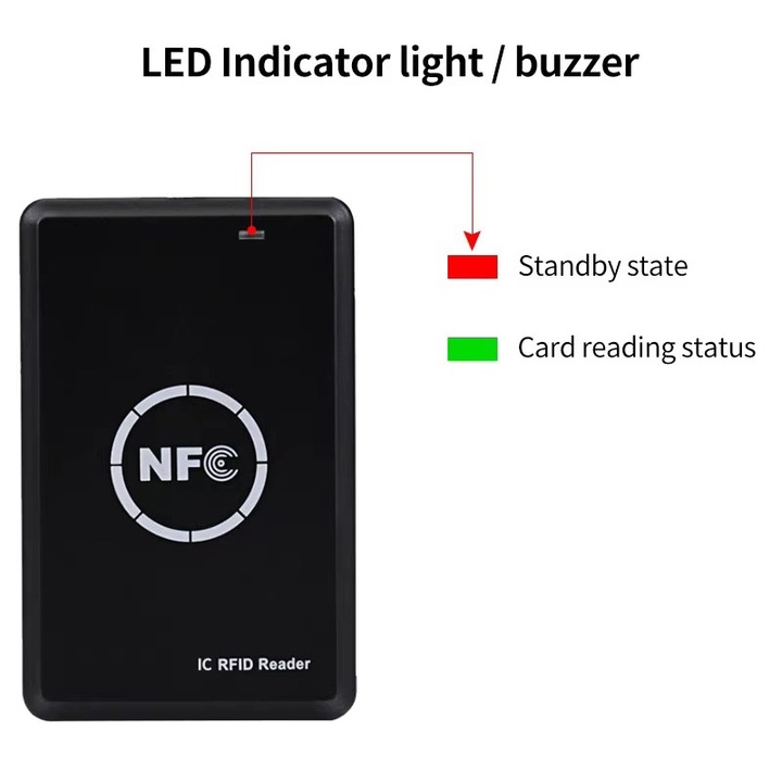 Copiator pentru carduri RFID criptate si semi-criptate, programator NFC, Negru