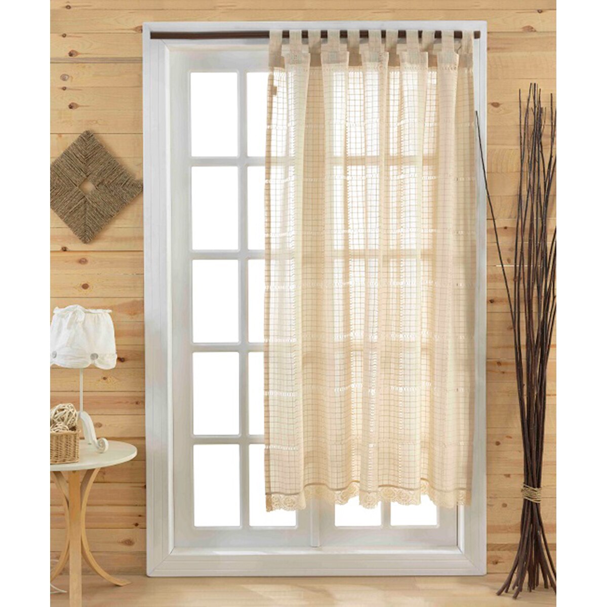 Perdea brodata Valentini Bianco, 100% bumbac, 160x180 cm, model PR103