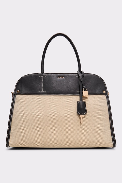 Aldo, Geanta din piele ecologica cu bareta de umar Lexley, Negru, Bej deschis