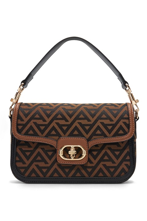 Aldo, Geanta crossbody din piele ecologica cu model Landenderiel, Negru, Maro