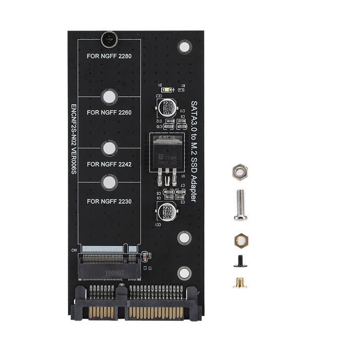Card adaptor M.2 NGFF la SATA 22PIN, suport SSD SATA, dimensiuni variate, set inclus