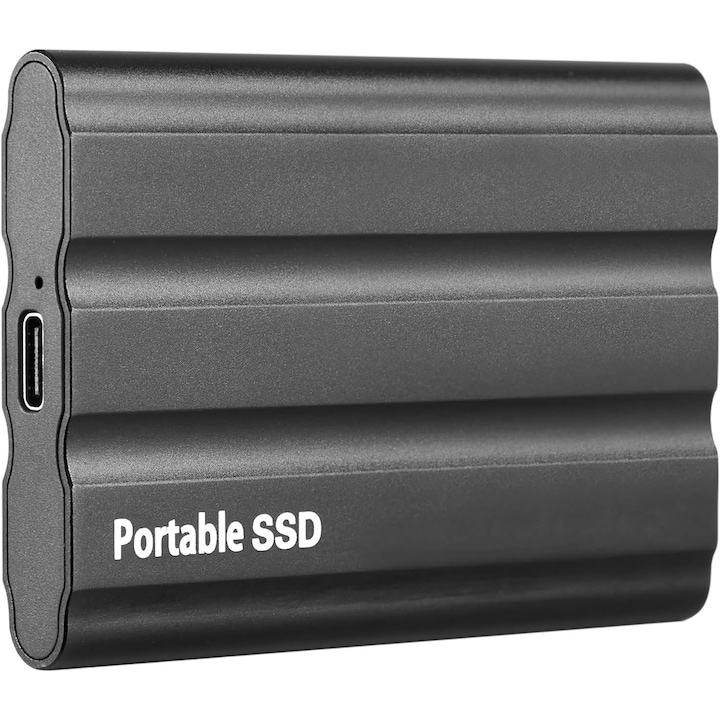 2TB външен твърд диск Преносим твърд диск SSD твърд диск и USB 3.0 C порт Ultra - устройство за съхранение, мощно и издръжливо, подходящо за компютър, лаптоп, Mac (черен)