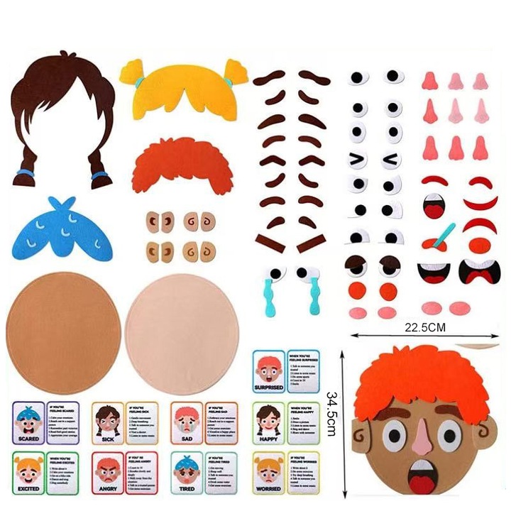 jocuri de rol Set de-emotionala, WANDAVICTA® imbunatatirea interactiunii sociale si a controlului emotional crearea de fete pentru a exprima sentimente si emotii, set de 83 de piese