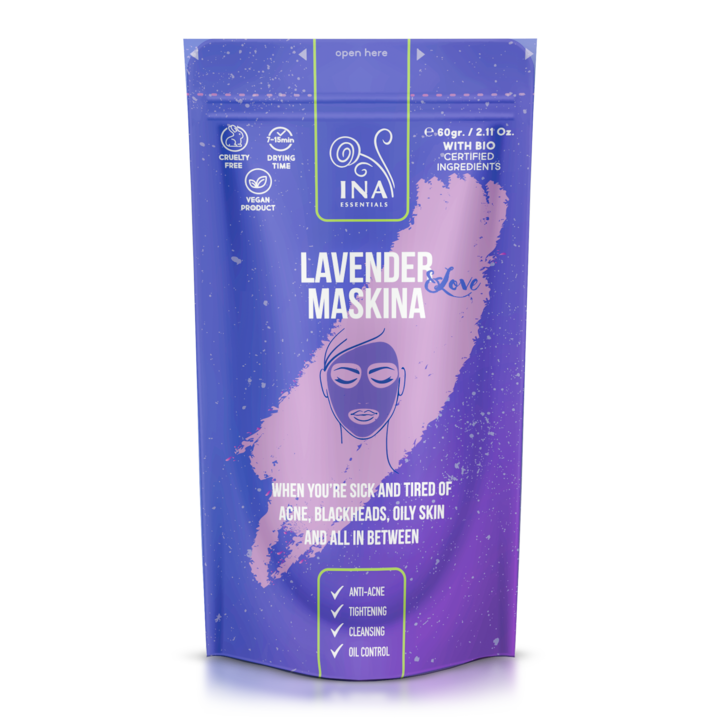 Маска за лице при мазна кожа InaEssentials Maskina, Лавандулова, 1 брой