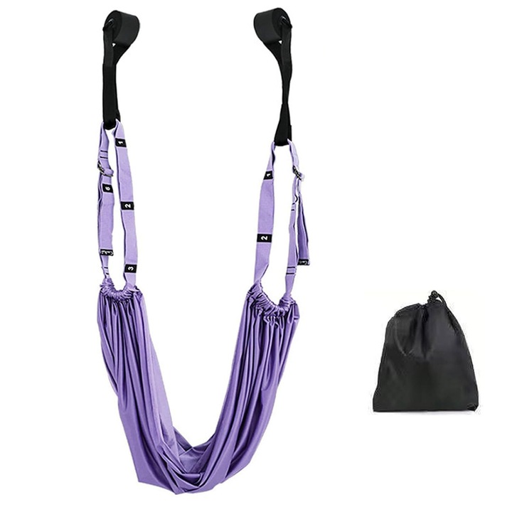 Sistem suspensie tip TRX, Hggzeg, Sistem tip suspensie trainer, Forta de rezistenta 150 kg, Ergonomic, Pentru fitness, workout, yoga, gimnastica de recuperare, exercitii fizice, aerobic, pilates, Poliester bumbac, 26x26x7cm, Violet