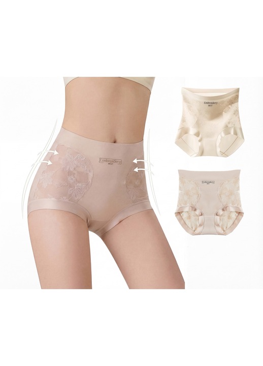 Chiloti din dantela cu talie inalta pentru femei, set 2 bucati, material antibacterian 7A, modelare abdomen si ridicare fese