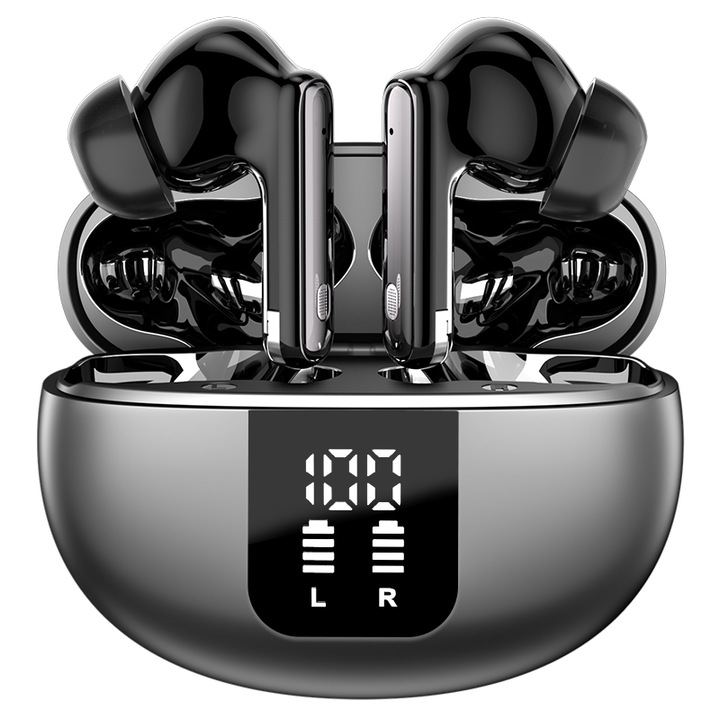 iNext vezeték nélküli fejhallgató, ANC-vel és ENC-vel, Bluetooth 5.4, fülbe helyezhető, nagy hűségű hang, mély basszus, tiszta ENC hívás, átlátszóság és ANC mód, sportoláshoz jó, LED akkumulátor kijelző, fekete