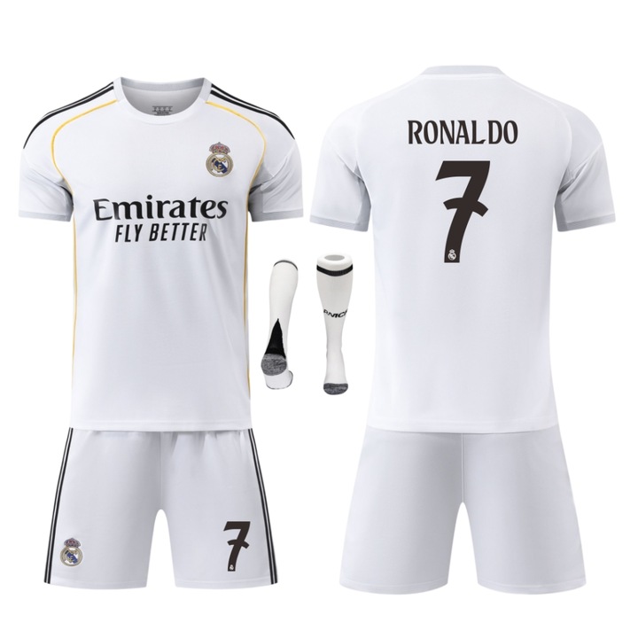 Gyerek sportfelszerelesek Real Madrid Ronaldo futballmezek, Fehér