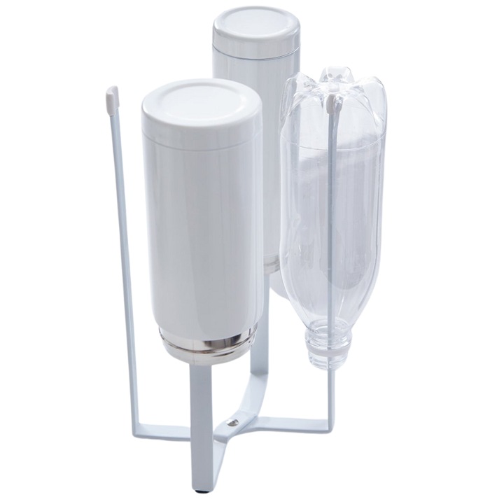 Suport Eco Multifunctional, Jaskus®, Grilaj de bucatarie pentru Uscare Sticle si Colectare Resturi Bucatarie, Otel, Alb