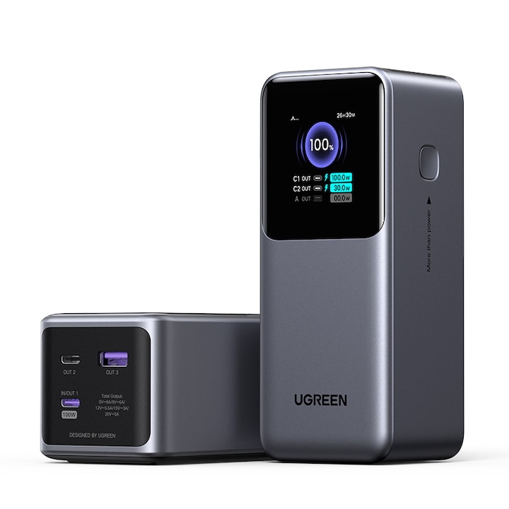 Външна Батерия, UGREEN PB721 130W PD/QC3.0 20000 mAh, Сив