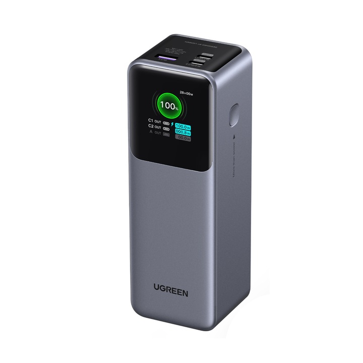 Ugreen 35525B Powerbank USB-A + 2 x Type-C / 25000mAh 200W - Szürke (35525B)