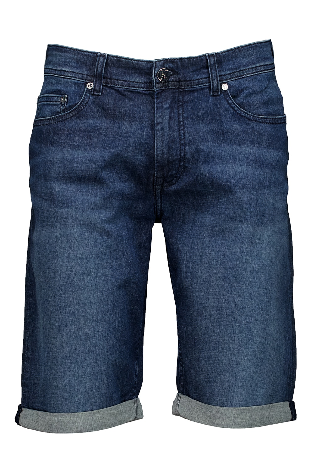 Karl Lagerfeld, Bermude de denim cu terminatie pliabila, Albastru inchis, W38-L30