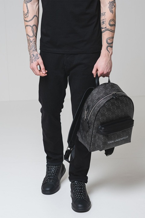 Karl Lagerfeld, Blugi low-cut cu design 5 buzunare, Negru, W38-L32