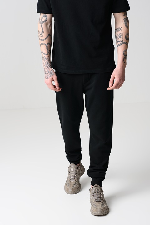 Karl Lagerfeld, Pantaloni de trening uni cu snur, Negru