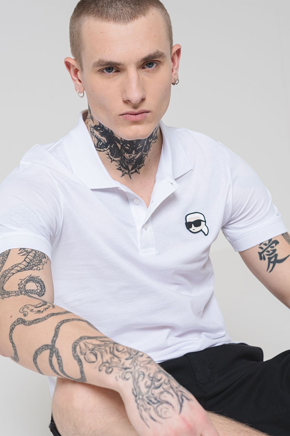 Karl Lagerfeld, Tricou din bumbac cu logo, Alb, L