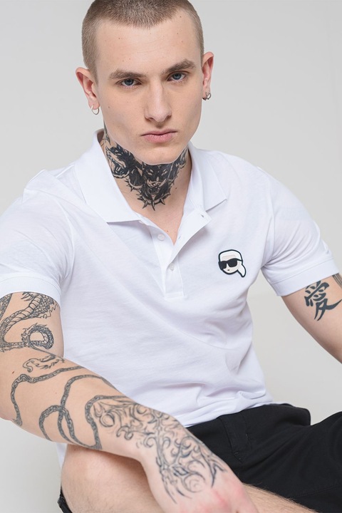 Karl Lagerfeld, Tricou din bumbac cu logo, Alb