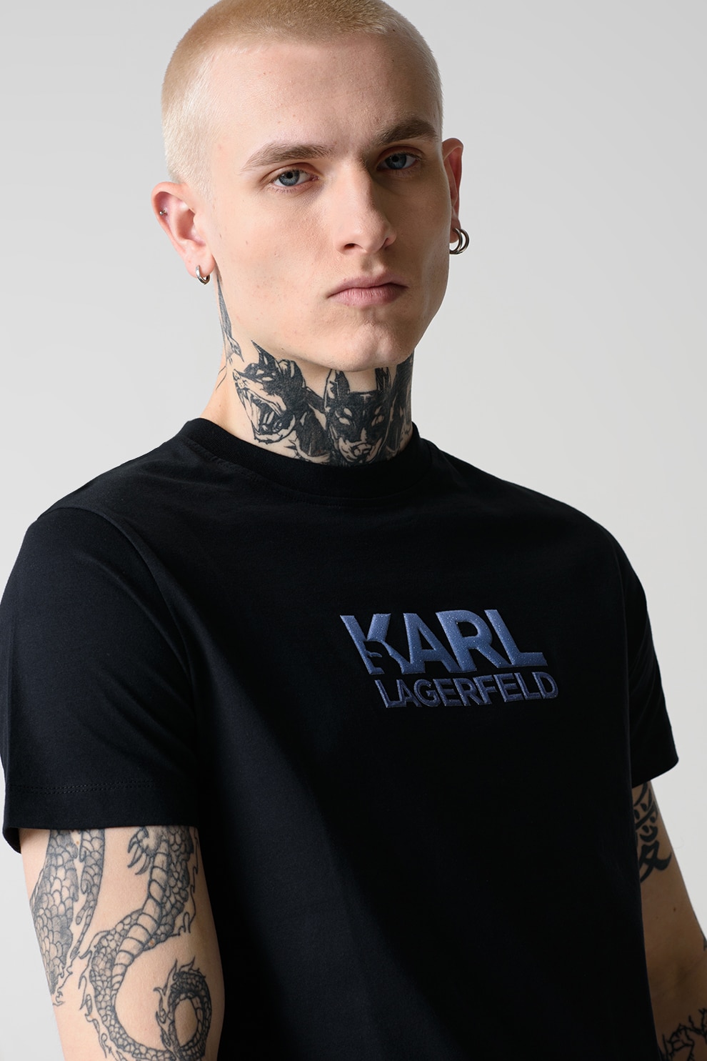 Karl Lagerfeld, Tricou de bumabc cu imprimeu logo, Albastru ultramarin, 2XL