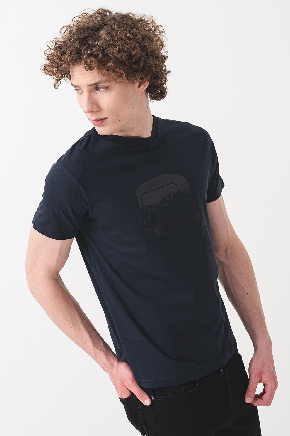 Karl Lagerfeld, Tricou cu imprimeu logo, Albastru ultramarin, S