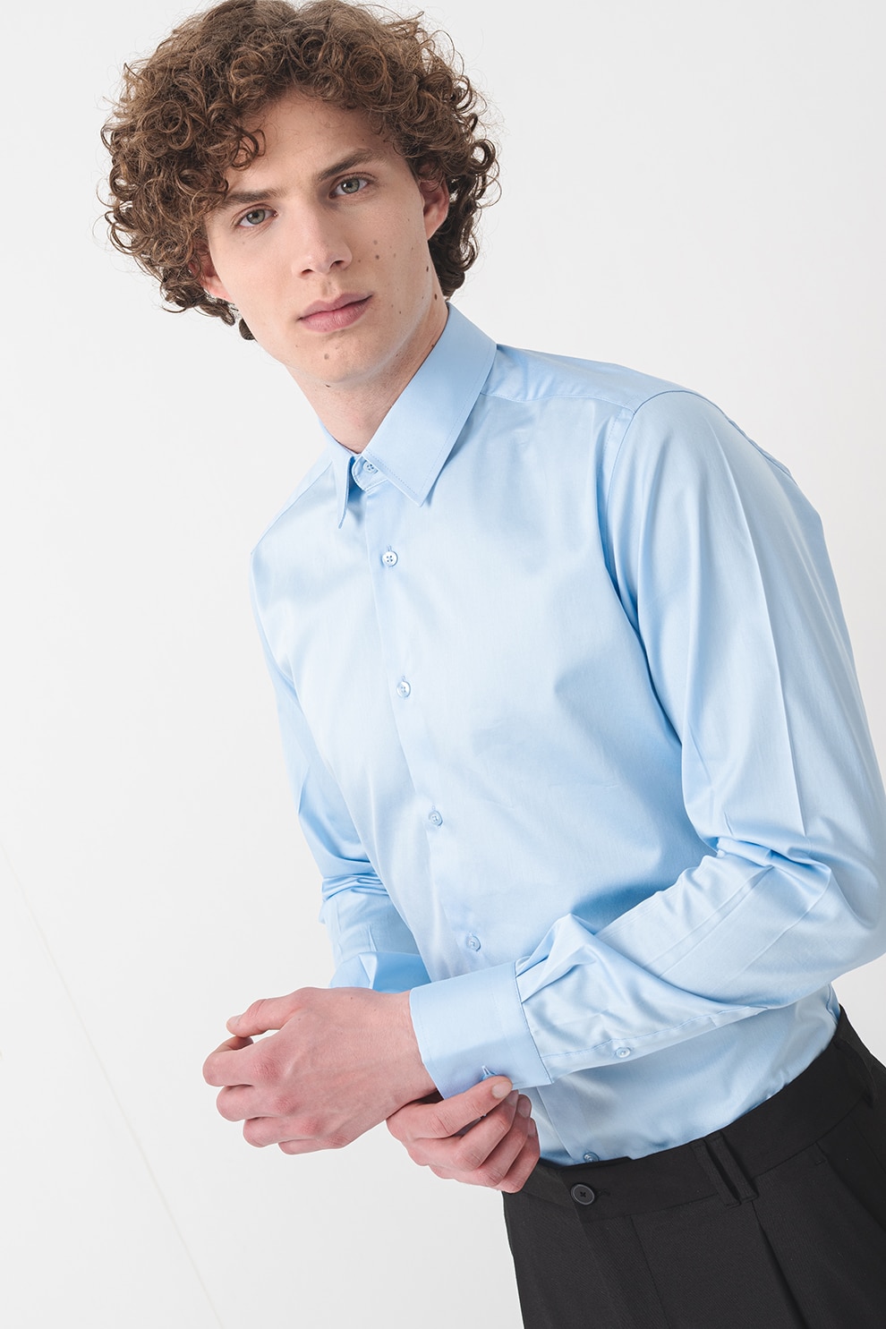 Karl Lagerfeld, Camasa cu maneci lungi, Albastru azur, 40