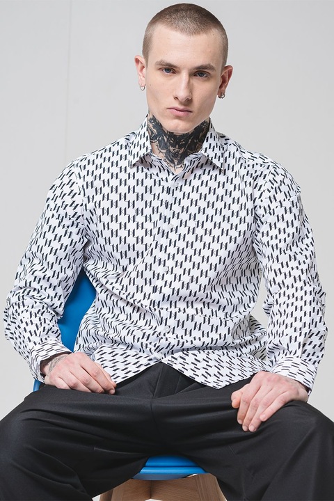 Karl Lagerfeld, Logómintás pamuting, Fehér/Fekete