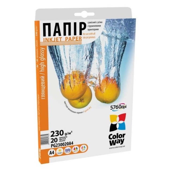 ColorWay PG230020A4 magasfényű (high glossy), 230 g/m2, A4, 20 lap Fotópapír