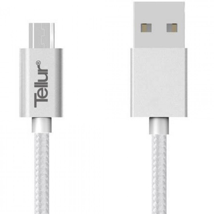 Cablu de date Tellur USB-Micro USB, 1m, Argintiu