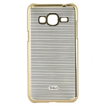Husa de protectie Tellur Hardcase pentru Samsung J3 2016, Horizontal Stripes Gold