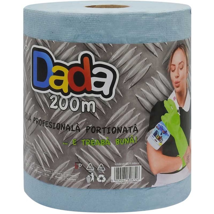 Rola hartie prosop, industriala albastra, pretaiata, Dada Super, 1STR 200 M