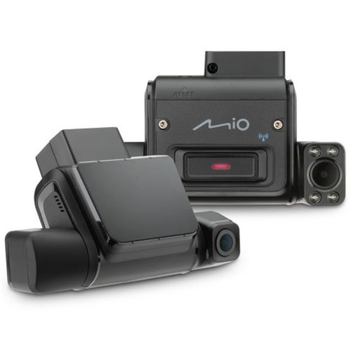 Camera video auto Mio MiSentry™ 12T, 3 camere,Conectivitate 4G LTE , Senzor Sony STARVIS™ CMOS, GPS , Avertizări de radar fix GPS & Smart Alert, Negru