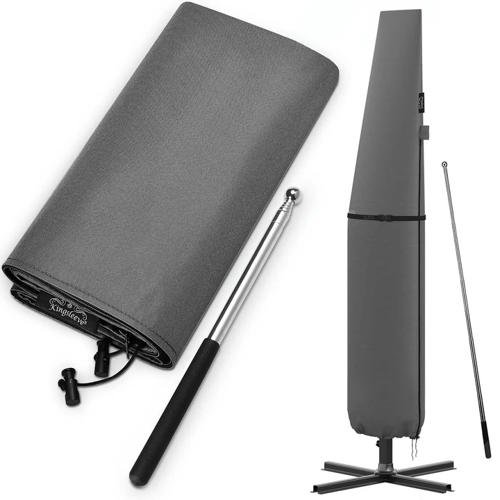 Покривало за градински чадър Kingsleeve, Ø350 см, разтегателен прът, антрацит