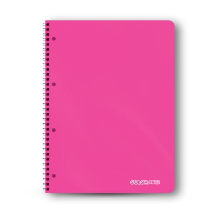 Caiet A4 100 file spira metalica matematica 70g Colorarte coperta PP 350mic roz
