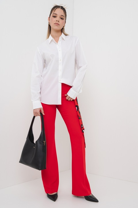 Pinko, Pantaloni cu croiala bootcut si pensa, Rosu