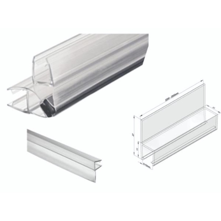 Комплект уплътнение за душ кабина, Три силиконови, За стъкло 8 мм, Една магнитна, Една с език на 90 градуса и една с език на 180 градуса