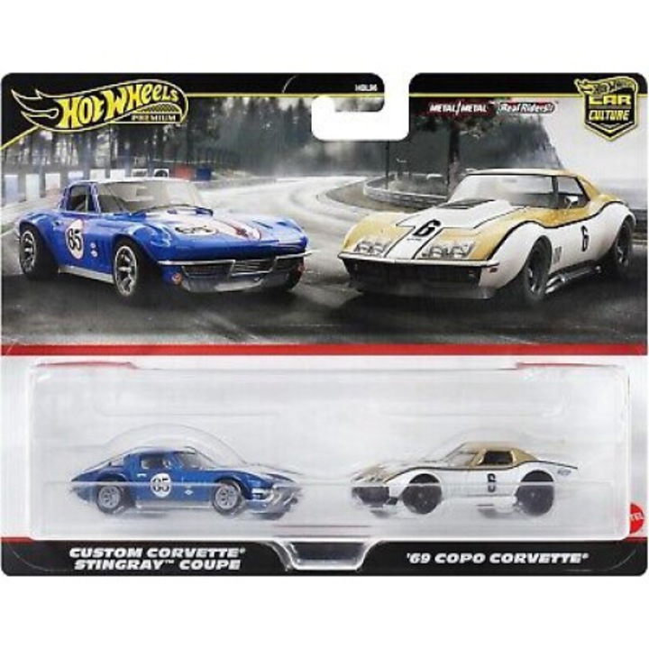 Hot Wheels, 1/64 Premium 2 Pack Corvette autómodell készlet