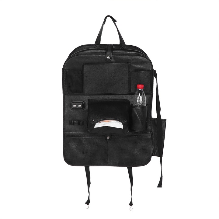 Държач за багаж Bizaical за кола, 8 джоба, 4 USB порта, водоустойчив, 74x44 см