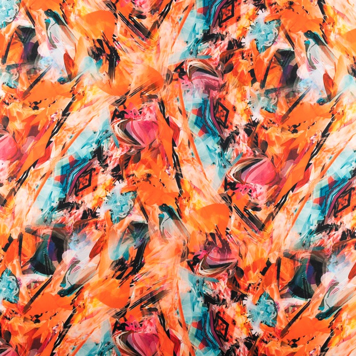 Tesatura Viscoza Twill Model Abstract Culoare Portocaliu, pentru cusut fete de masa, perdele, rochii