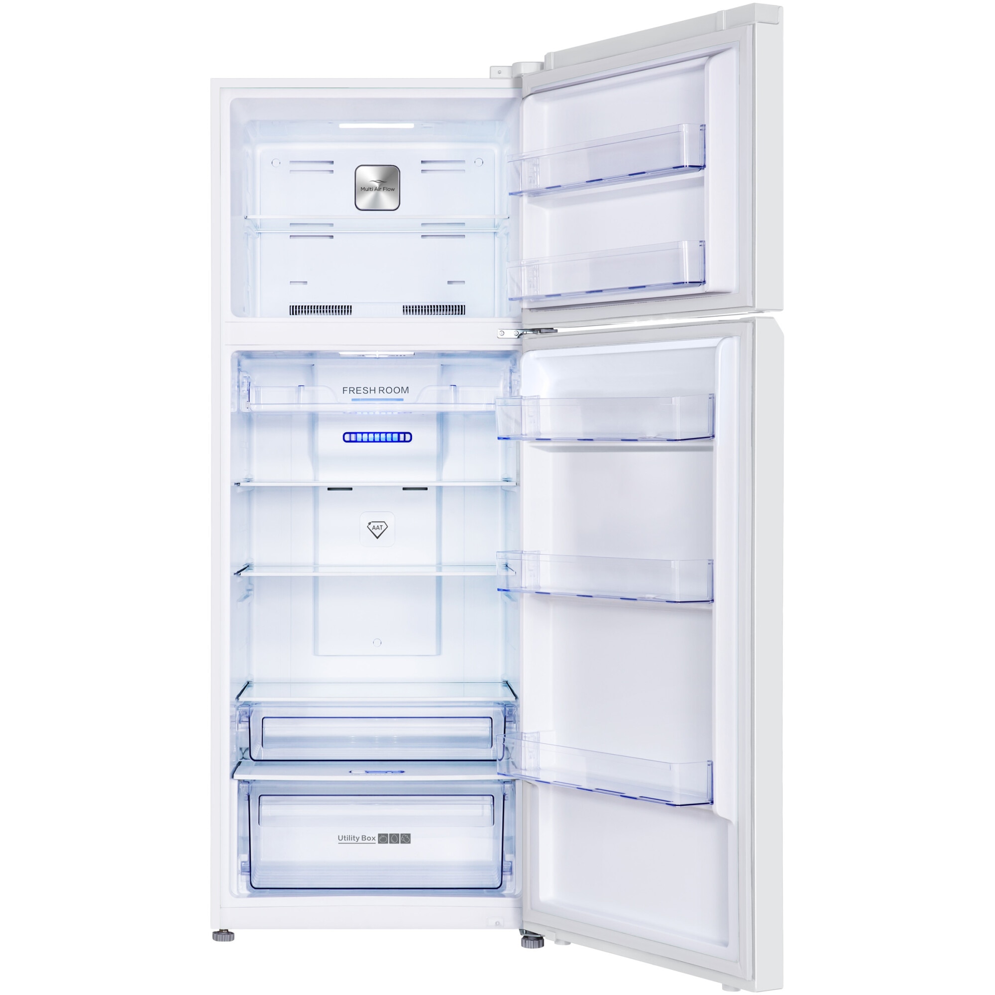 Frigider cu doua usi Tesla RD4650FTE, 465 l, Total No Frost, Clasa E, Display extern, Control electronic, Lumina LED, H 185, Alb