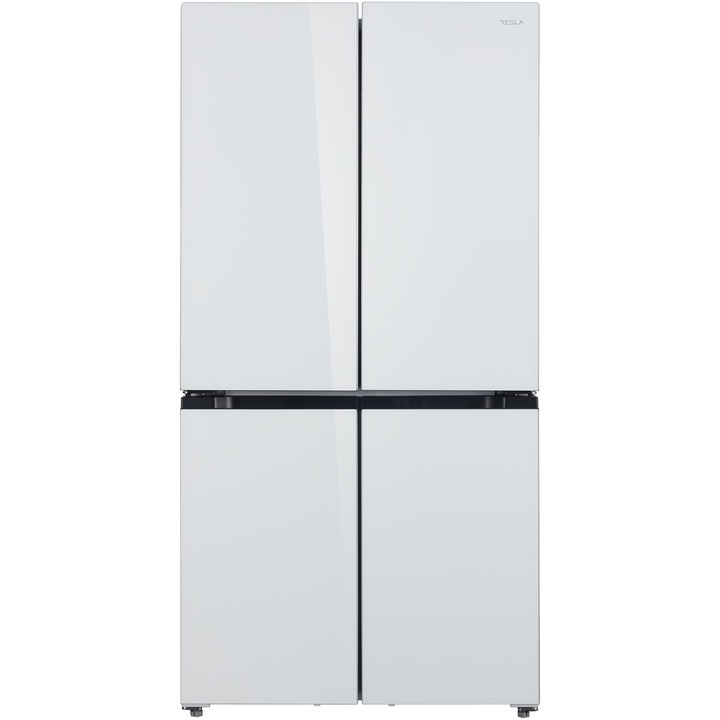 Tesla RM5600FSNWE Side-by-side hűtőszekrény, 567 l, Total No Frost, E energiaosztály, Compresor Inverter, LED érintőképernyő, M 183 cm, fehér üveg