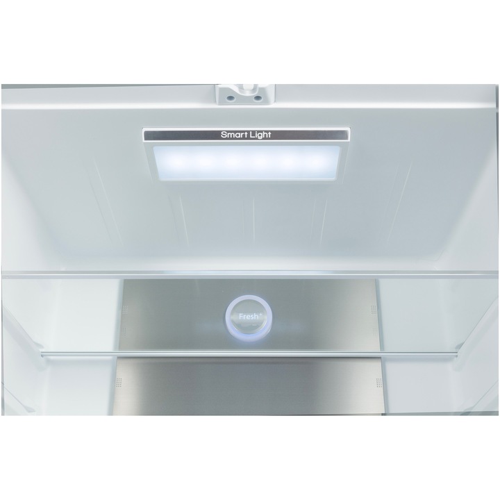 Frigider side-by-side Tesla RM5600FSNWE, 567 l, Total No Frost, , Clasa E, Compresor Inverter, LED touch screen, H 183 cm, Sticla Alba